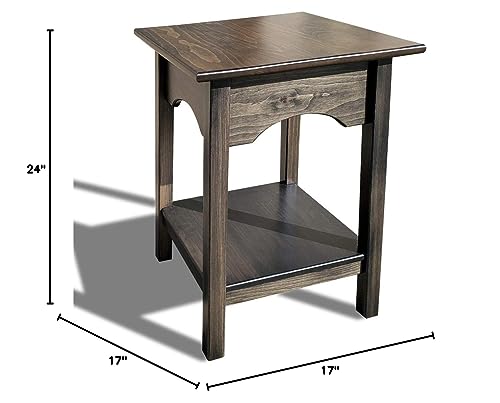 Wooden 2 Tier Square End Table, Mocha - view 2