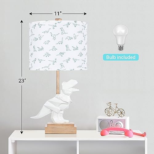 Kids Dinosaur Table Lamp for Boys Girls Bedroom 23" Bedside Lamp for Children Gift Cute Small White Nightstand Lamp for Nursery(LED Bulb Included) - view 4
