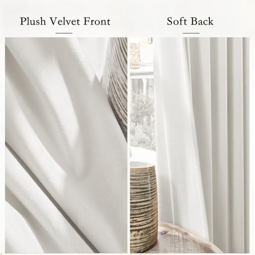 White Velvet Blackout Curtains 52x90 inches, 2Pcs, Back Tab - view 4