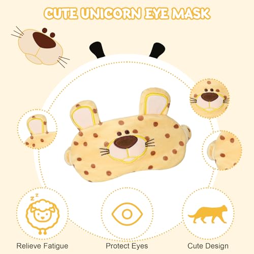 Travel Pillow for Kids Adult Cute Neck Pillow for Traveling Memory Foam Airplane Pillow Sleep Mask Animal Flight Pillow Head Rest Neck Support for Cars Long Flights (Yellow Leopard, 9-12 Y/O) - view 6