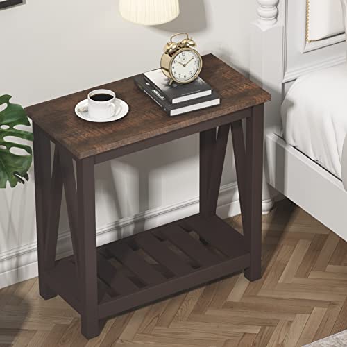 Farmhouse End Table, Narrow Side Table with Shelf - view 5