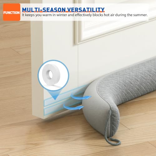 Door Draft Stopper for Bottom of Door 36 Inches, Velour Gray - view 6