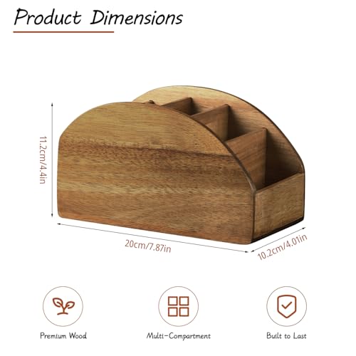 Wood TV Remote Control Holder, Cute Pen/Pencil Holder, Desktop Organizer - view 3