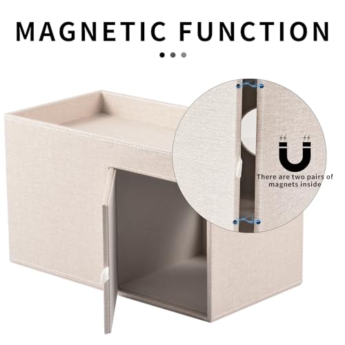 Square Tissue Box Cover with Drawers,Tissue Box Holder with Storage Tray,​ Makeup Organizer and Desk Organizer,Tissue Holders Decorative for Bathroom Vanity NightStand Dressing Table (Beige) - view 6