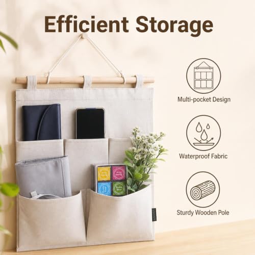 Over the Door Magazine Pockets, Closet Hanging Organizer Bag,5 Pockets - view 4