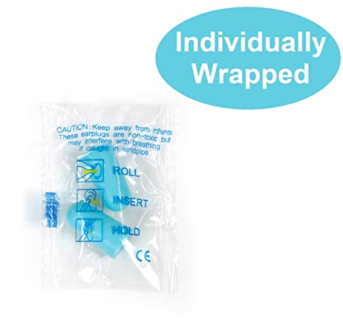 Quality Foam Earplugs - 200 Pairs Bulk Pack - Ideal Ear Plugs for Sleeping, Noise Cancelling, Snoring, Travel, Shooting, Study, Work, Construction, and Safety Hearing Protection - 32 dB NRR - Blue - view 2