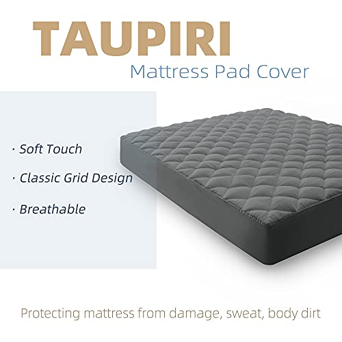 King Quilted Mattress Pad Cover with Deep Pocket (8"-21"), Gray - view 2