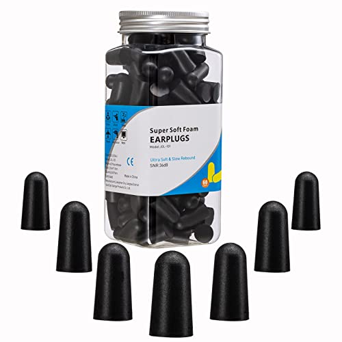60 Pairs Black Foam Ear Plugs for Sleeping, 33dB NRR Hearing Protection