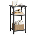 3 Tier Tall Narrow Side Table, Slim Nightstand with Storage Shelves, Space-Saving End Table for Small Areas, Sturdy Metal Frame, for Living Room Bedroom Couch Hallway, Black