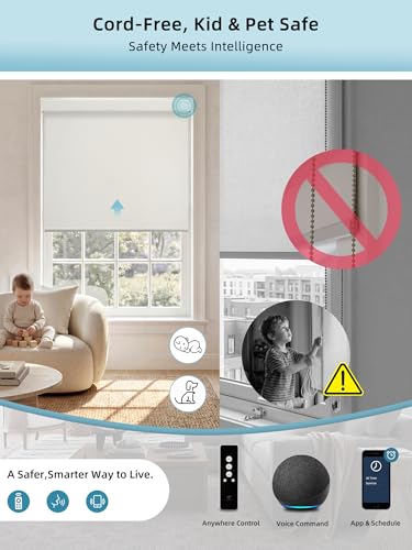 Motorized Smart Roller Shades, 100% Blackout Vinyl Beige - view 3