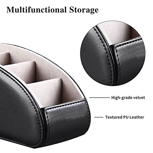 Large PU Leather TV Remote Control Holder Organizer with 5 Compartments - view 2