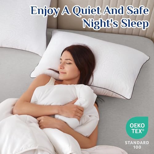 Pillows Standard Size Set of 2, Cooling and Firm Pillows with Oeko-Tex Certified Down Alternative Filling for Side, Back, and Stomach Sleepers, Hotel Collection - view 3