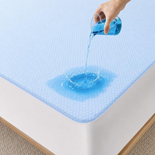 Waterproof Mattress Protector - Breathable Noiseless - Oeko-TEX Machine Washable - Fits 8-18" Deep Pockets Mattress Cover Cooling Queen