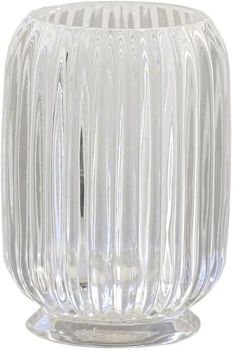 Glass Clear Toothbrush Cup Holder | Clear Tumbler Makeup Brush & Toothbrush Holder for Bedside Table, Bathroom, Vanity