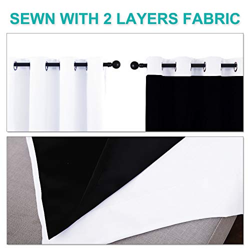 100% Blackout Cold Blocking Window Curtain Panel, Full Light Blocking Drape with Black Liner for Nursery, 72-inch Drop Thermal Insulated Drapery (White, 1 Piece, 52-inch Wide Per Panel) - view 4