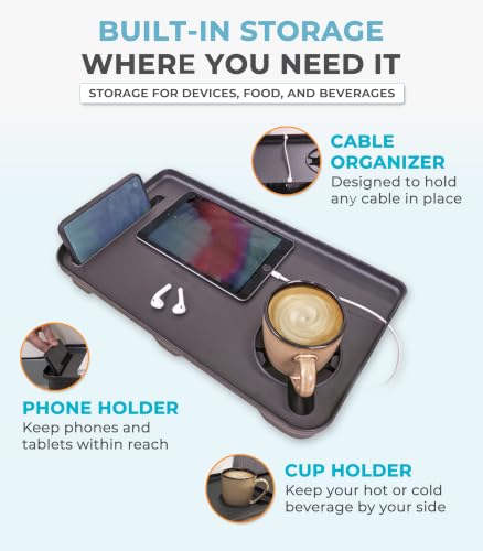 Wonder Bedside Shelf, Bedside Caddy Organizer & Bunk Bed Shelf, Space-Saving Floating Nightstand for Seniors & Dorm Rooms, Bedside Tray Table with Phone Holder, Cup Holder & Cable Organizer - view 4