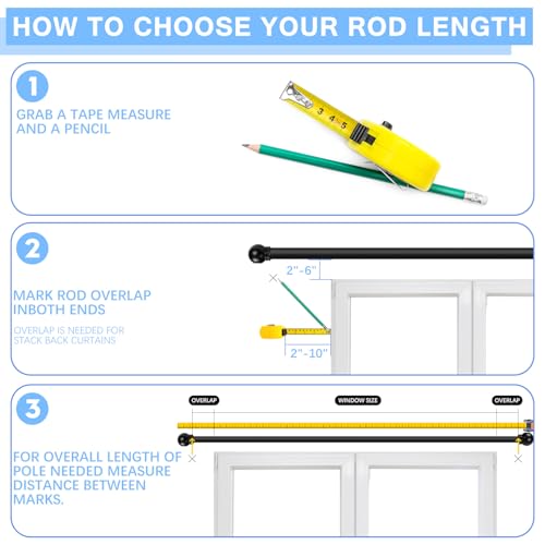 Curtain Rods for Windows 16-76", 1 Inch Black Curtain Rod, 1 Pack - view 4