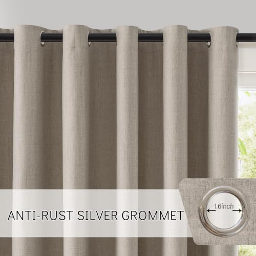 100% Blackout Linen Drapes Sliding Glass Door Curtains 102 Inch - view 5