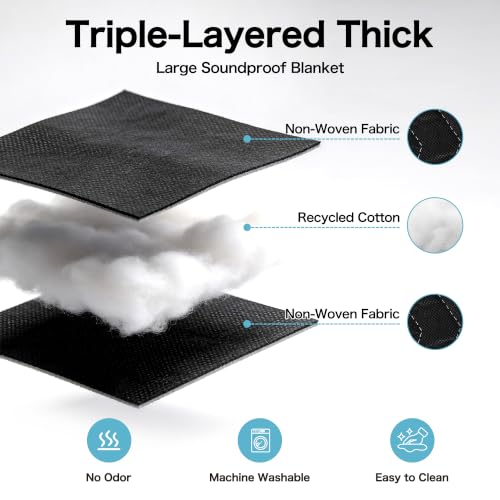 2-Pack Sound Dampening Moving Blankets, 48 x 78 in, 5 Hooks Included - view 2