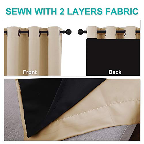 Bedroom Full Blackout Curtain Panel for Shack, Super Thick Insulated Window Cover, Complete Blackout Drapery with Black Liner for Small Window(Biscotti Beige, 1 PC, 37 by 63-inch) - view 4