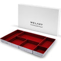 Deluxe drawer organizers multi-purpose storage box junk bins for office home kitchen bedroom bathroom nightstand holder chic room decor quiet luxury 6-piece (Maroon)