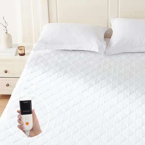 Heated Mattress Pad Queen - Bed Warmer with Memory & Preheat Functions, 2-10 Hour Auto Off & 9 Heat Settings, Double Controller, Fast Heating, Deep Pocket, Electric Mattress Pad Queen 60"x80"