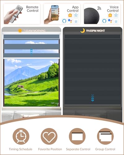 Motorized Blinds with Remote App Voice Control, Custom Zebra Shades - view 3