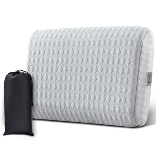 Camping Pillow, Memory Foam Travel Pillow with Washable Cover,Gray-S