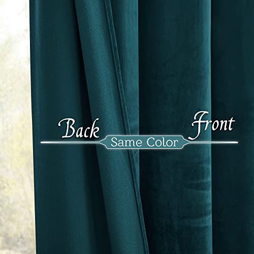 Teal Blue Velvet Blackout Curtains 84 inches Long for Bedroom - view 4