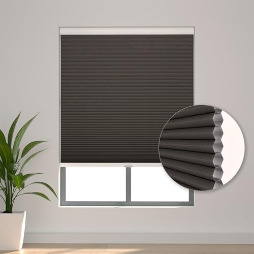 Cellular Shades Door Window Blinds Cordless Blackout, Honeycomb Blind Accordion Shade Room Darkening Indoor Pleated 1.5" Cell Easy to Install, Shade Size 68.5" Width×64" Height, Taupe - view 5