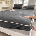 Mattress Cover Fitted Sheet Thickened Cotton Mattress Cover Protector Soft Comfortable Warm Non-Slip Breathable Mattress Topper 360°All-Around Package All-Inclusive for Bedroom,King Size