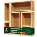 5-Piece Bamboo Drawer Organizer Set – Multi-Use Storage Trays for Kitchen, Bathroom, Office, Makeup, Jewelry & More – Junk Drawer Tray, Utensil Holder, Storage Box & Bin Set (5 Boxes)