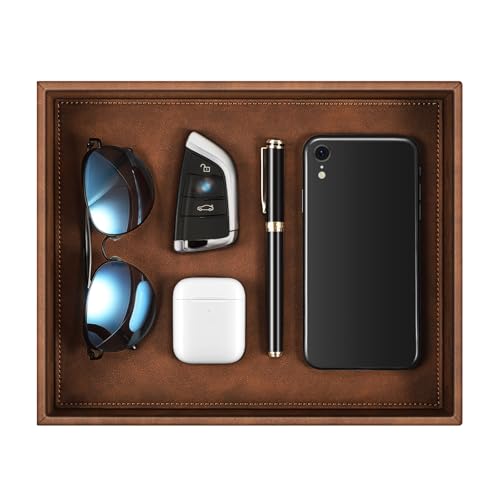 Valet Tray Desk Organizer PU Leather Catchall