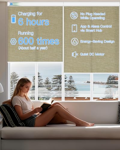 Motorized Roller Shade, Light Filtering Smart Blind with Remote - view 3