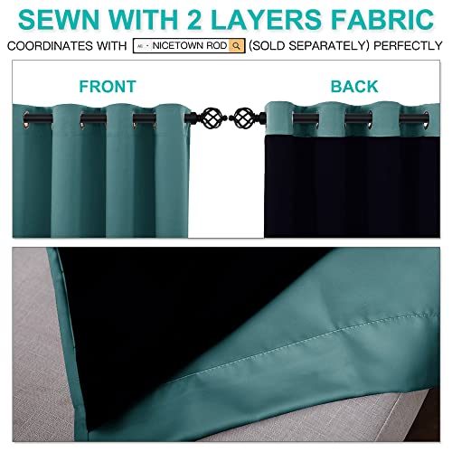 100% Blackout Curtains 108 inches Long, Noise Reduction Window Treatment Curtains, Thermal Insulated Energy Smart Drapes Draperies for Apartment Decor, Sea Teal, Set of 2, 52 inches Wide - view 4