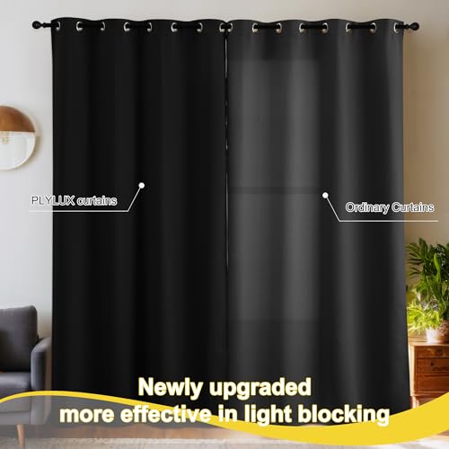 Black 100% Blackout Curtains for Living Room 2 Panels Set - view 6