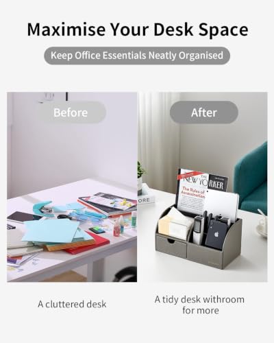 PU Leather Desk Drawer Organizer with 6 Compartments - view 2