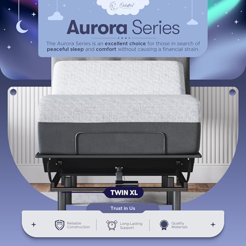 Celestial Aurora Adjustable Bed Base (Frame) + 12 inch Gel Memory Foam Mattress (Medium Soft), Easy Assembly, Head and Foot Lift, Zero Gravity, Memory Positions, CertiPUR-US Bed - TwinXL - view 2