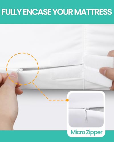 Twin Waterproof Mattress Protector with Soft Terry Top Fabric, Fits 12-15" Deep Pockets, Zippered Six-Sided Breathable Mattress Encasement Cover - view 4