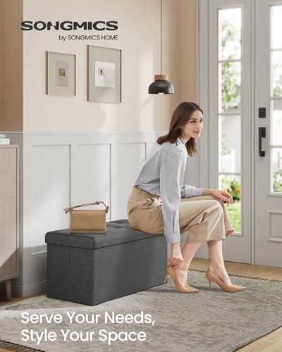 30 Inches Folding Storage Ottoman Bench, Load 660 lb - view 3