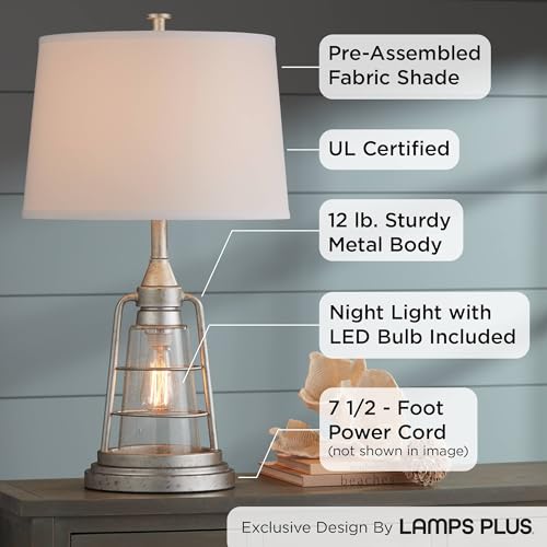Fisher 28.75" Tall Table Lamp Galvanized Metal Night Light Lantern LED - view 3