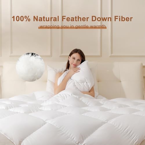 Goose Feather Down Comforter Queen Size, Soft All Season Medium Warmth Duvet Insert, Luxury Hotel Bedding Comforters with 8 Corner Tabs, White, 90 X 90 in. - view 4