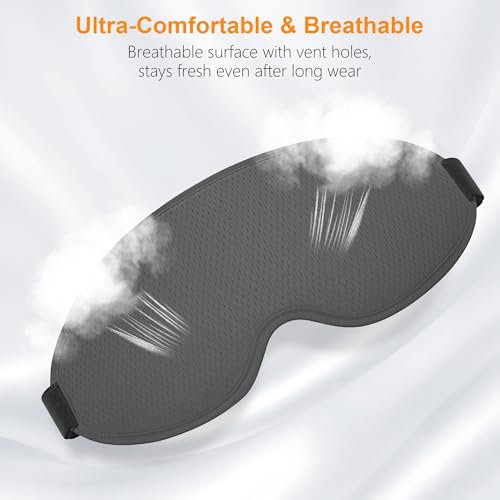 100% Blackout Sleep Eye Mask for Side Sleeper Men Women, Zero Eye Pressure 3D Contoured Cup and Eyelash Friendly Sleeping Mask, Ergonomic-Dark Grey - view 6