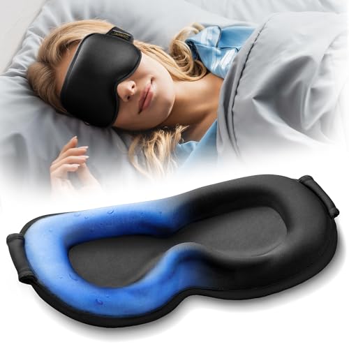 3D Cooling Gel Weighted Eye Mask for Sleeping, 100% Blackout Sleep Mask