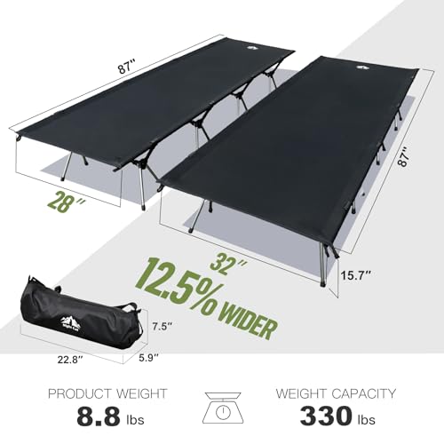 Camping Cot Bed - Portable Folding Sleeping Cots for Adults 1-Person Outdoor Elevated Off-Ground Beds Easy Set-up Army Sleeping Bed 87"x32" - view 2