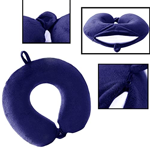 Travel Pillow - Memory Foam Neck Pillow Support Pillow,Luxury Compact & Lightweight Quick Pack for Camping,Sleeping Rest Cushion (Navy Blue) - view 2
