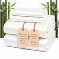 100% Real Bamboo Viscose & Lyocell Tencel Sheets Set King Size | Breathable & Cooling for Hot Sleeper | Luxury Silky Soft Fabric | 18" Deep Pocket with Corner Straps (White, King)