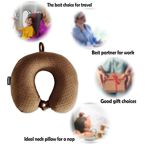 Memory Foam Travel Pillow, U Shape Neck Pillows, Brown - view 5