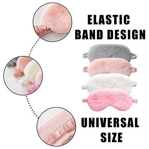 4 Pcs Plush Sleep Masks, Ultra Cute Soft Eye Cover, Blindfold Travel Masks for Kids Men Women(Random Color) - view 2