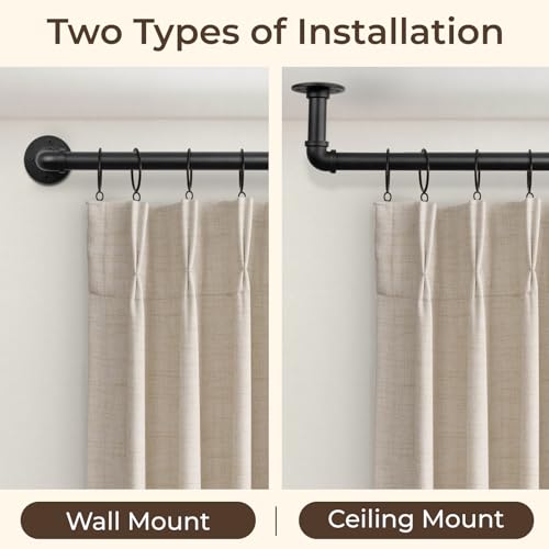 1” Wrap Around Blackout Curtain Rod, 72-144 Inch, Black - view 5